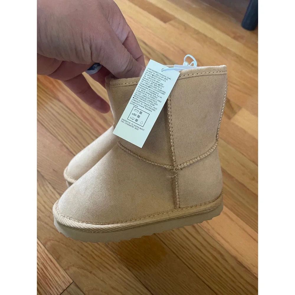 Old Navy Kids Adora Faux Suede Faux Fur Lined Winter Boots Tan US 7 500507-00